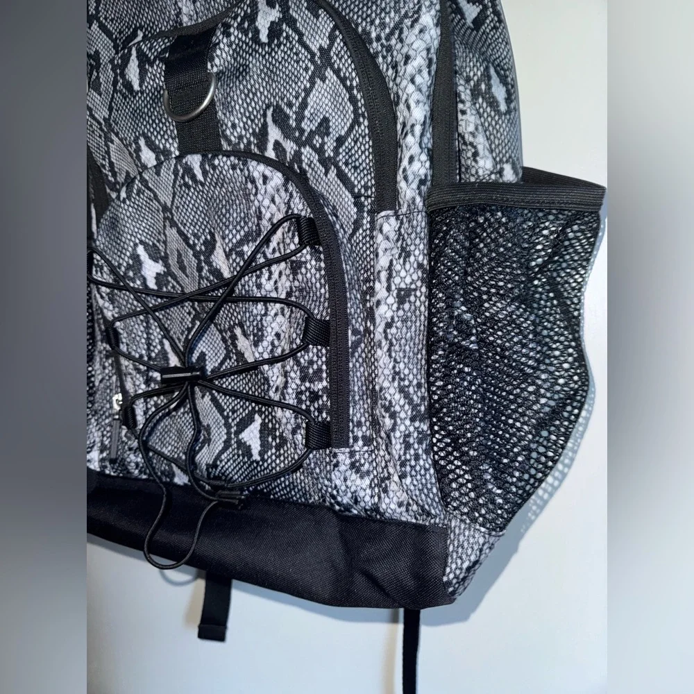 Pottery Barn Teen Black and White Snake Skin Print Multi Pocket Large Backpack